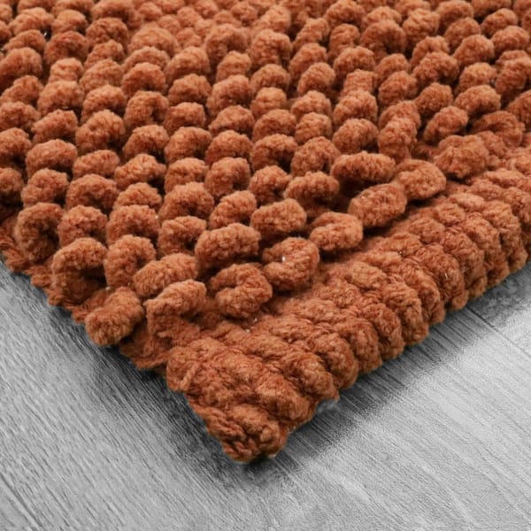 Sophie Border Orange 20 in. x 32 in. Cotton Plush 2- Piece Bathmat Set