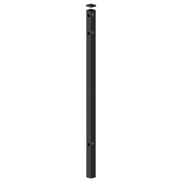 Barrette Outdoor Living Natural Reflections 2.5 in. x 2.5 in. x 70 in. Black Aluminum Heavy-Duty Fence Line Post