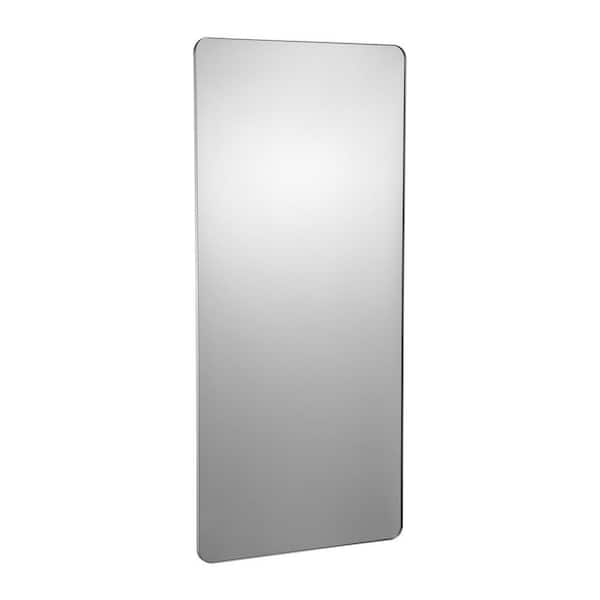 Wall Mounted Makeup Mirror Silver 32 in. W x 72 in. H Modern Rectangle Aluminum Framed Mirror Explosion-Proof Film