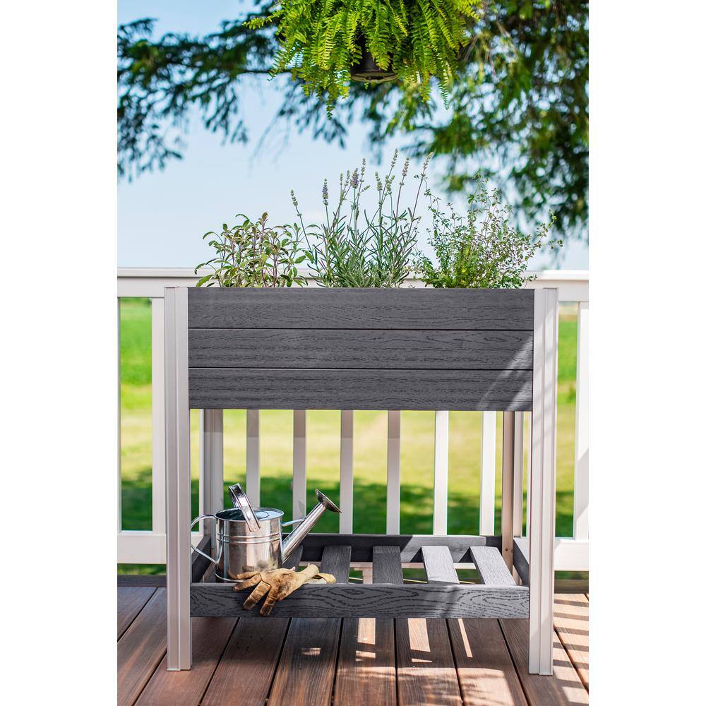 Slate Gray Elevated Vinyl Herb Garden Planter