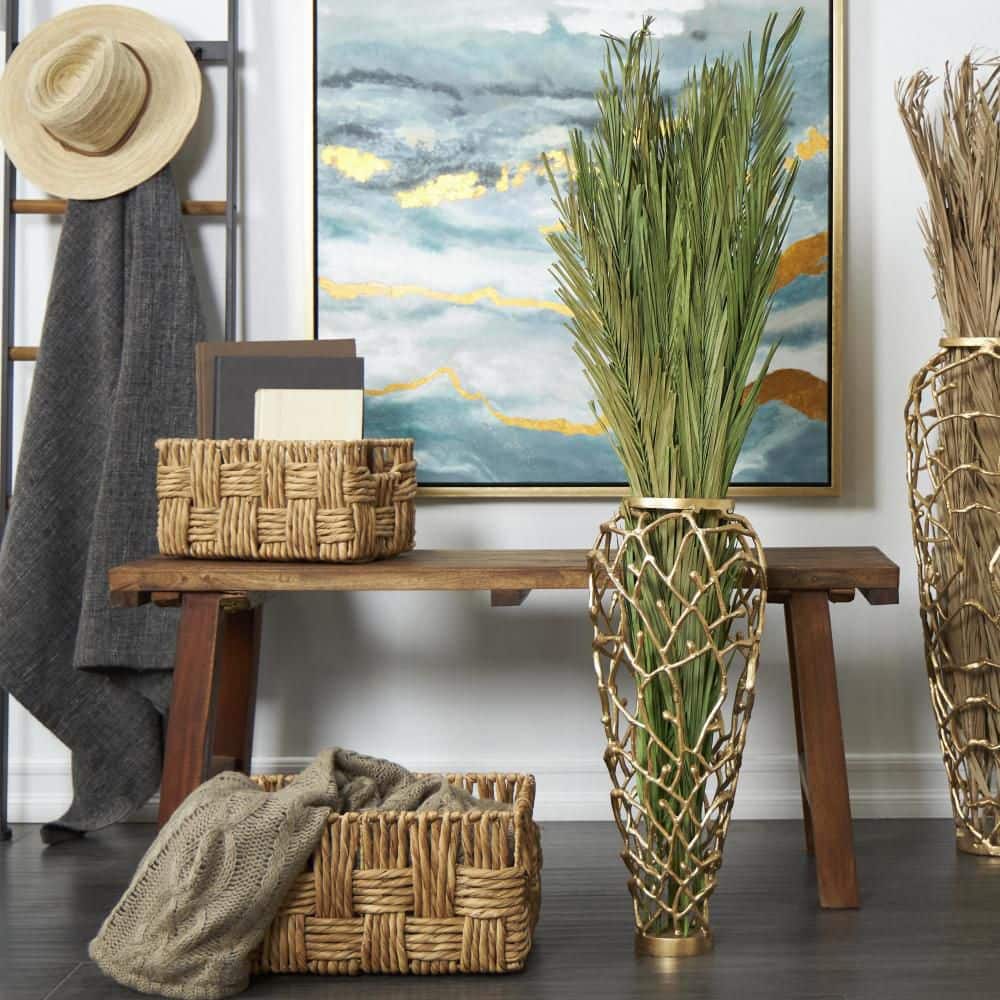 Litton Lane 43 in. Palm Leaf Natural Foliage with Feather Inspired