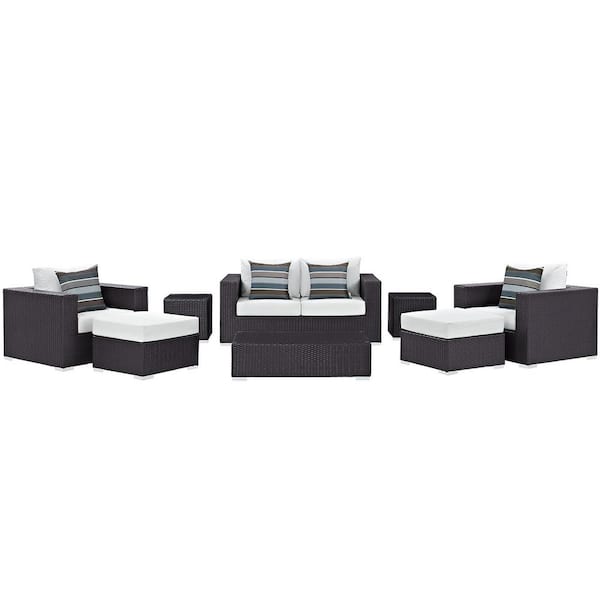 MODWAY Convene 8-Piece Outdoor Patio Sofa Set in Espresso White