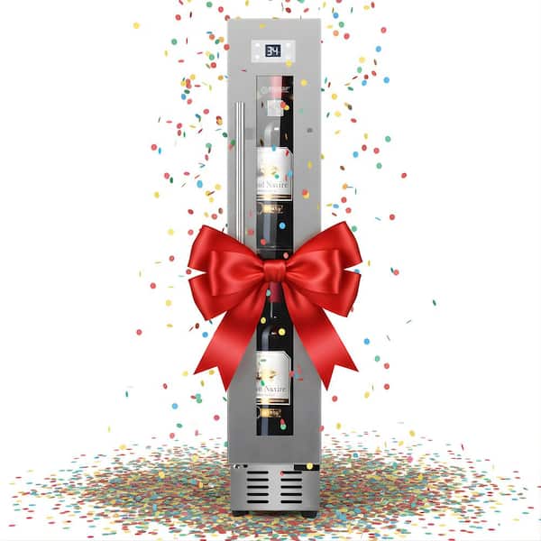 9-Bottles Wine Cellar Cooling unit 1-Zone Freestanding/Built-In, in Stainless with Anti UV Glass Door and 7-Color LED