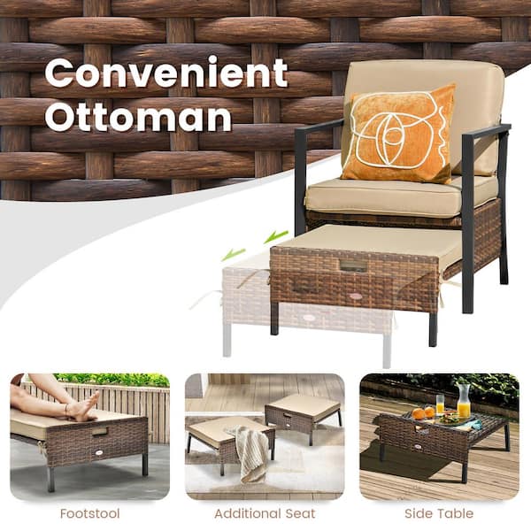 5 piece conversation discount set with ottoman