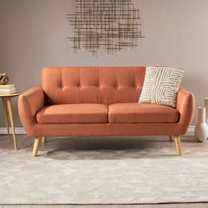 Josephine 67.25 in. Burnt Orange Solid Fabric 2-Seat Loveseats