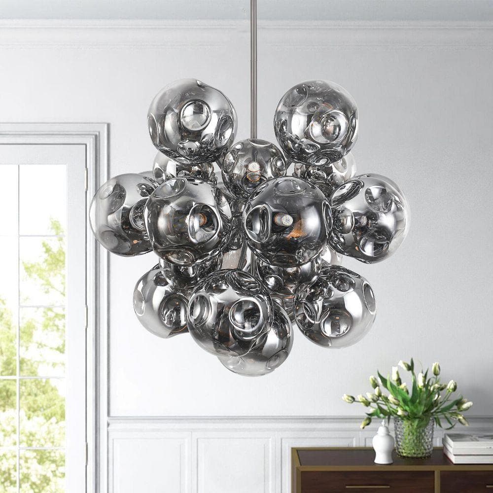 PAKOKULA Modern Sputnik 25-Light Silver Bubble Cluster Chandelier