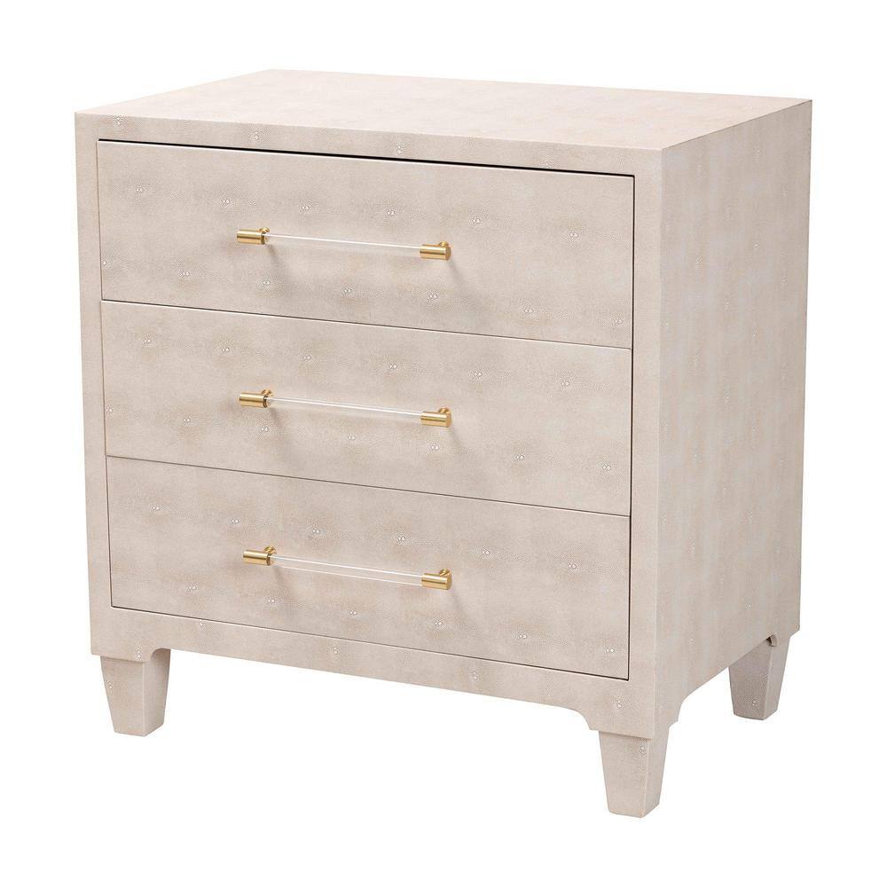 Baxton Studio Nira Beige Faux Shagreen 28.9 in. Accent