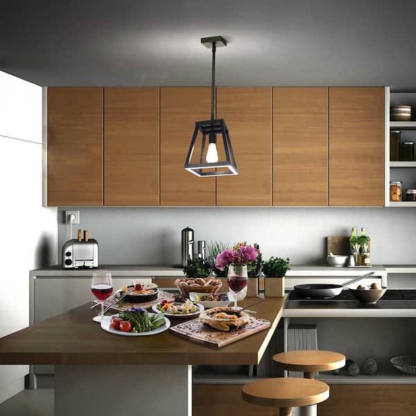 Katalyst 60-Watt 1-Light Matte Black Modern Adjustable CCT and 3-Light Modes Integrated LED Pendant Light (2-Pack)