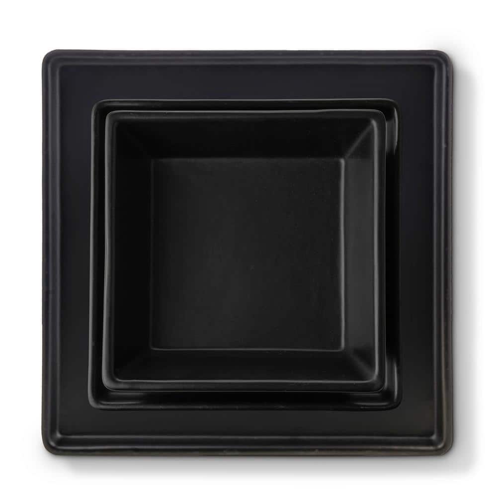 Grace Square Black & White Porcelain Dinnerware Set, 12-Piece Service for 4