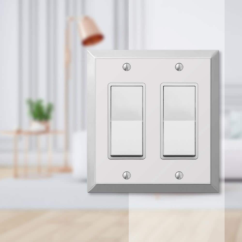 Amerelle Polished Chrome 2-Gang Stamped Steel Decorator Wall Plate