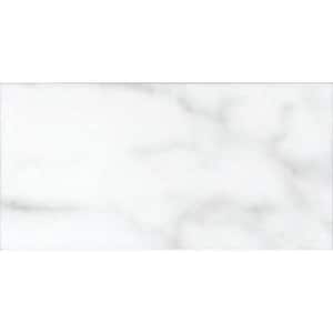 White 12 in. x 24 in. Polished Marble Subway Wall and Floor Tile (10 sq. ft./Case)