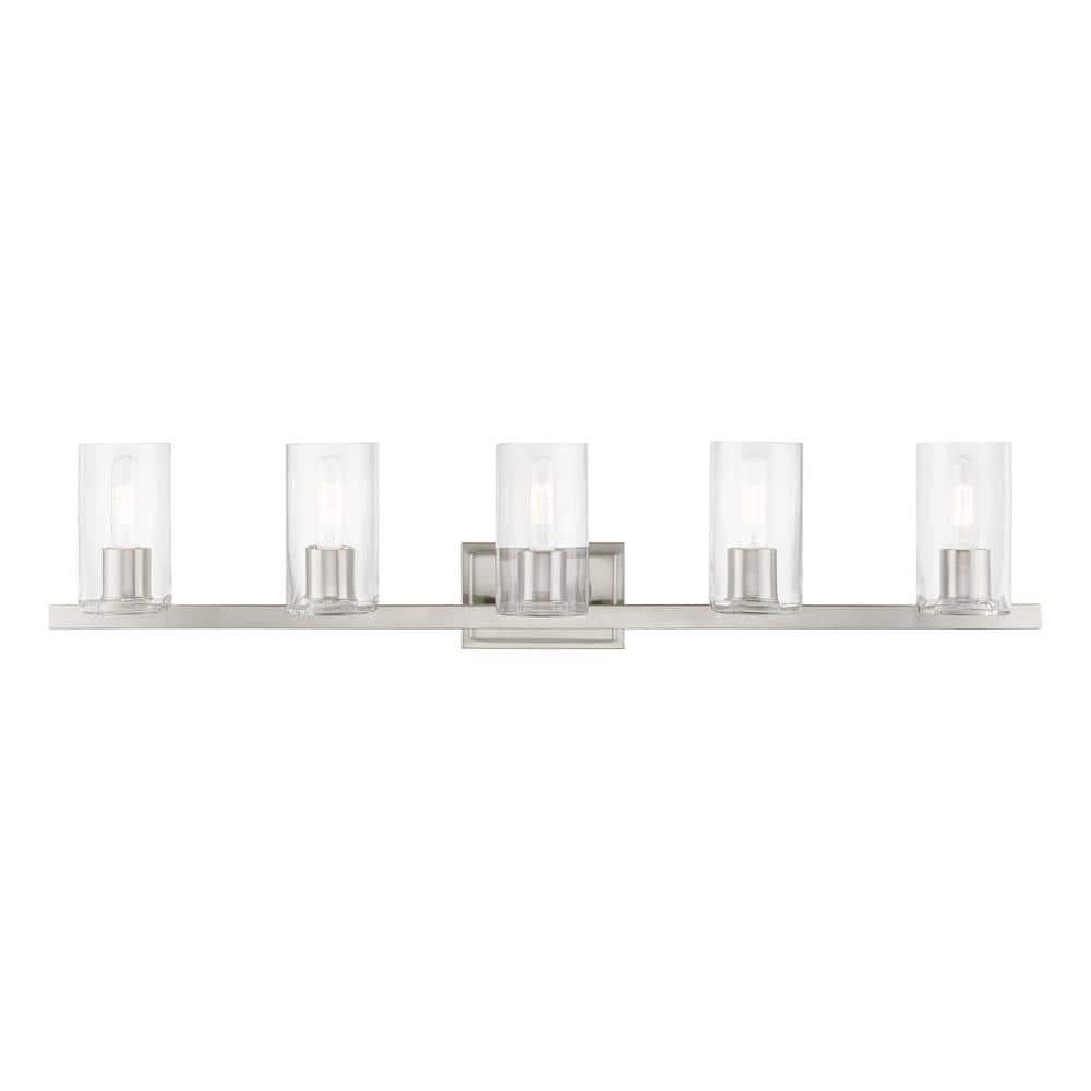 Bannock 42 in. 5-Light Brushed Nickel Vanity Light with Clear Glass price history on PriceWatchPro