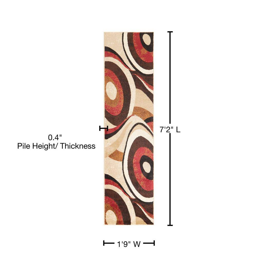 Tribeca Slade Brown and Red Abstract Runner Rug