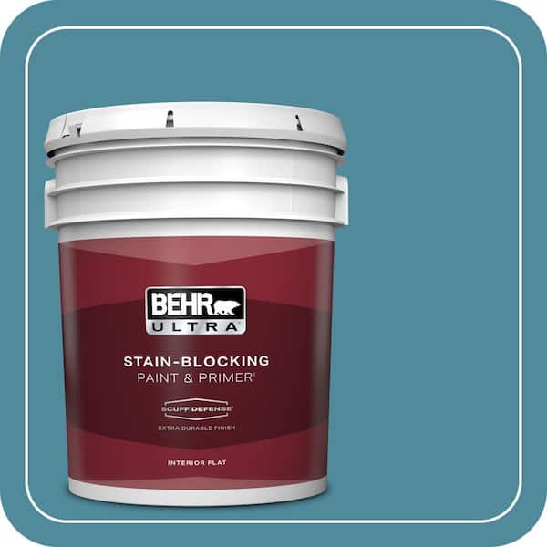 BEHR ULTRA 5 gal. #S460-5 Blue Square Extra Durable Flat Interior Paint & Primer
