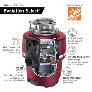 Evolution Select Lift & Latch Quiet Series 5/8 HP Continuous Feed Garbage Disposal with Power Cord Kit