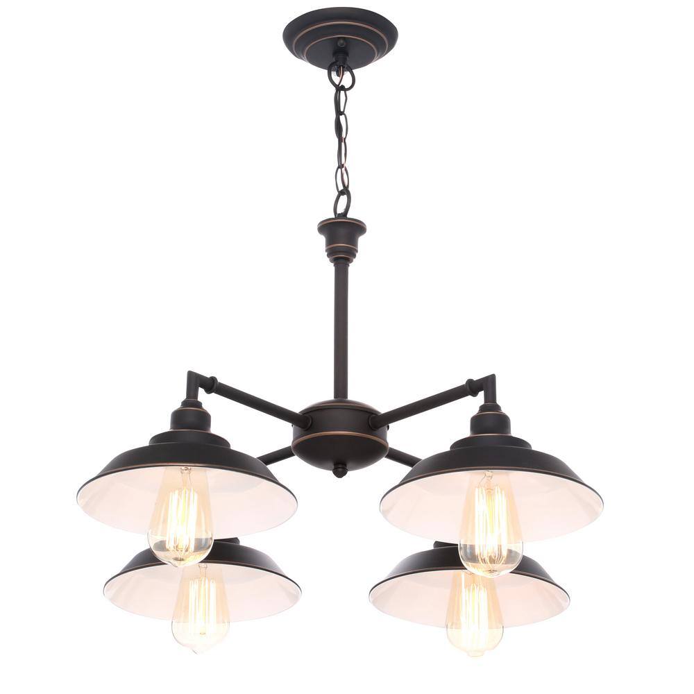 Iron Hill Oil Rubbed Bronze 4-Light Convertible Chandelier
