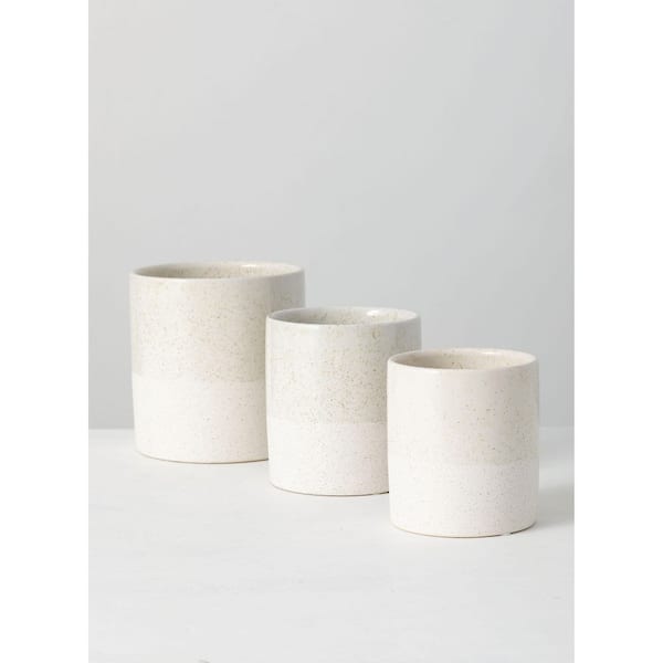 6.25", 5.5", and 5" Speckled Ceramic Planter (Set of 3)
