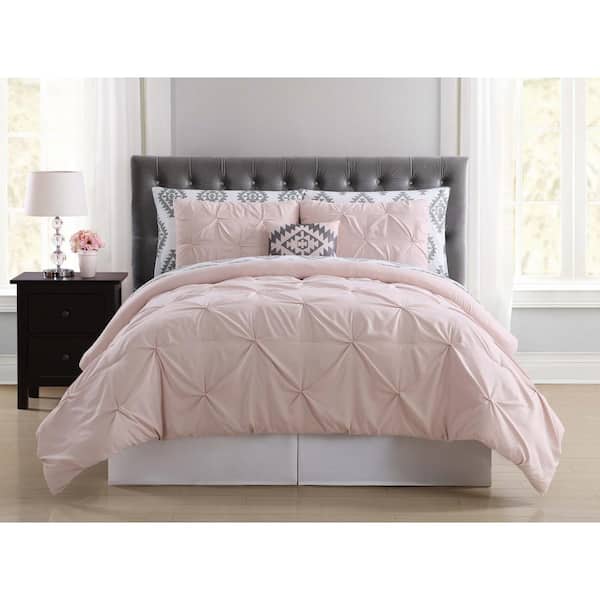 Truly Soft Pueblo Pleated 8-Piece Blush King Comforter Set