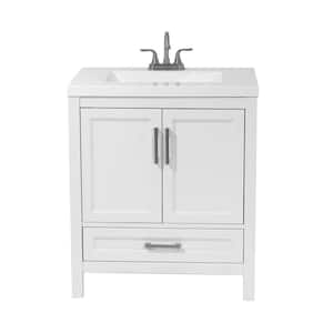Salerno 31 in. Bath Vanity in White with Cultured Marble Vanity Top in White with White Basin