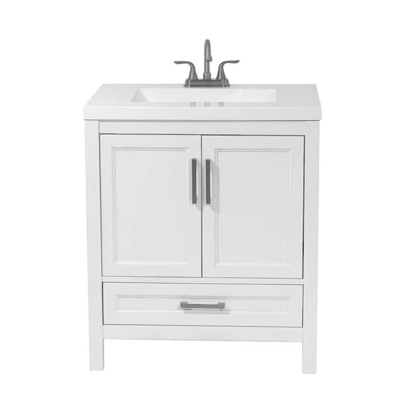 Amluxx Salerno 31 in. Bath Vanity in White with Cultured Marble Vanity Top in White with White Basin