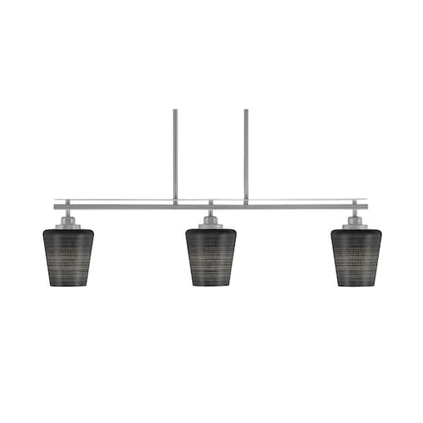 Unbranded Monroe 3-Light Brushed Nickel, Billiard Light, Any room with 6 in. Black Matrix Glass Shades no bulbs included