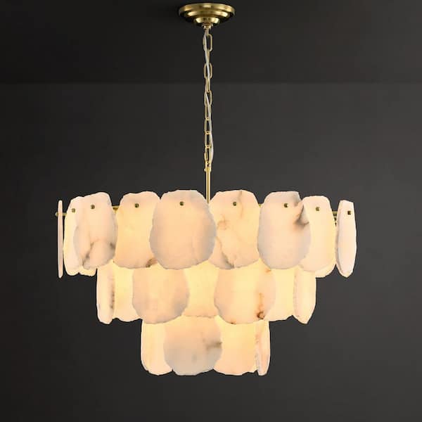 PUYRNF 16-Light 32 in. Dimmable Alabaster White Chandelier Large Living Room, Dining Room Kitchen Island with Bulbs Included