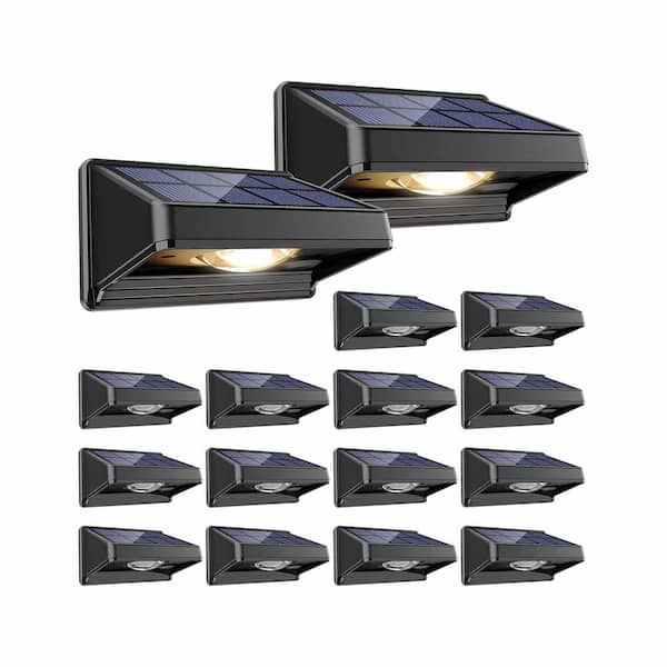 Outdoor Solar Fence Lights, 16-Pack Warm White Bright LED Lights, Waterproof, Auto ON/OFF, for Fence and Patio