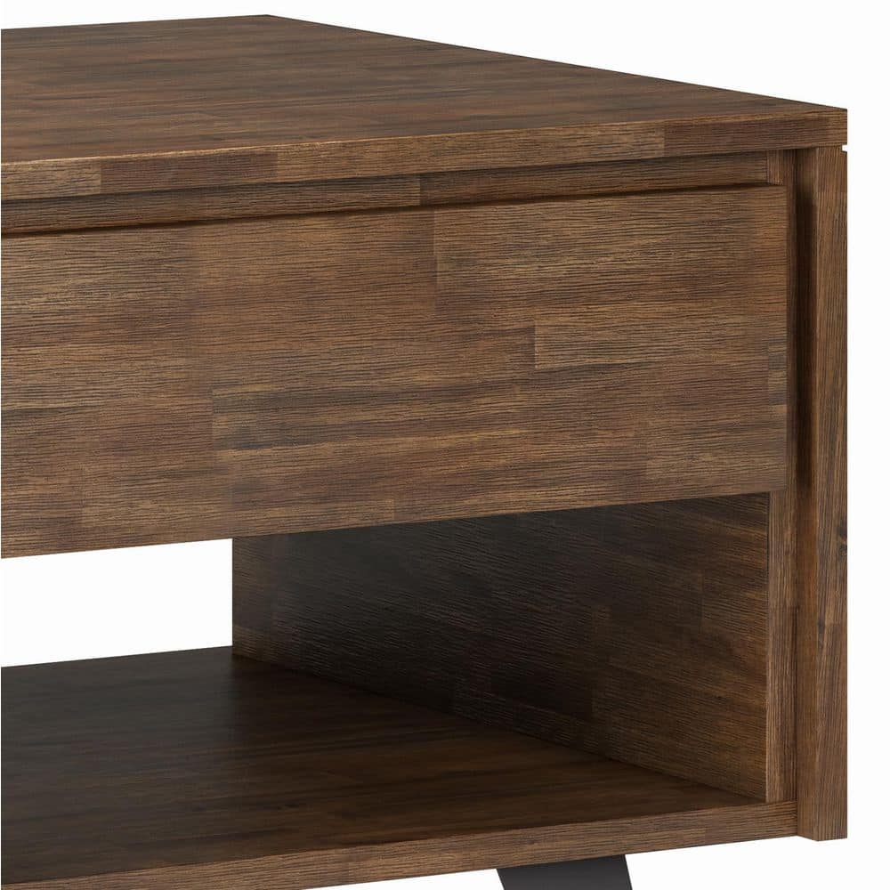 Lowry Acacia Wood and Metal 22" Square End Table in Rustic Natural