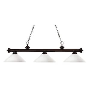 Riviera 3-Light Bronze With Angle Matte Opal Shade Billiard Light With No Bulbs Included