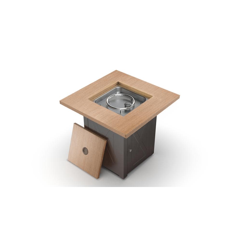 28 in. sq. 50000 BTU Steel Propane Fire Pit Table in Wood Look price history on PriceWatchPro