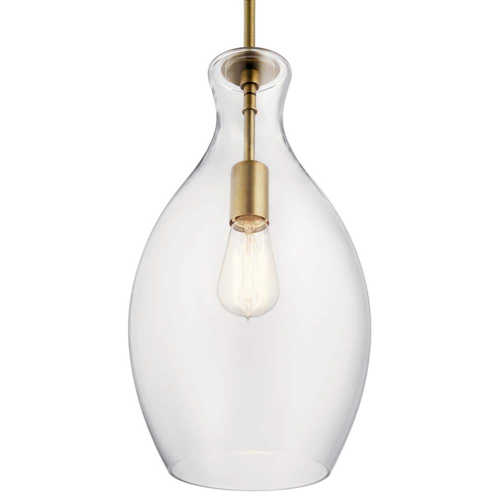 Elegant Everly Brass Mini-Pendant with Clear Glass Shade