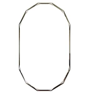 24 in. W x 36 in. H L Oval Frameless Single Beveled Edge Wall Mounted Bathroom Vanity Mirror in Silver