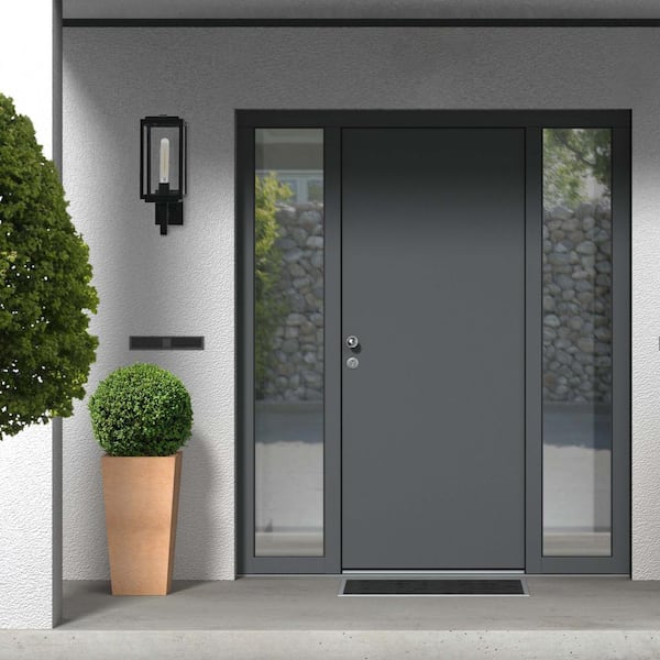 Addison - 1-Light Textured Black Outdoor Wall Lantern Sconce Light with Clear Glass Shade