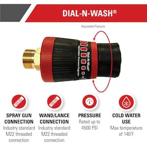 Dial-N-Wash Adjustable Pressure Regulator with M22 Connections for Cold Water 4500 PSI Pressure Washers