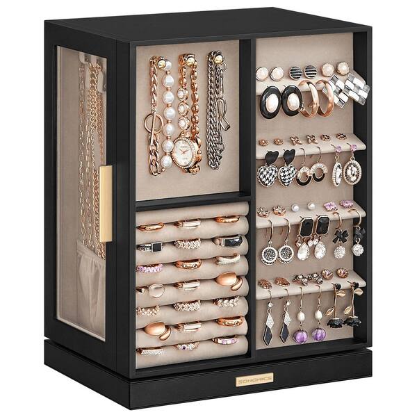 6.3 in. x 8.7 in. x 11.2 in. Black MDF 360° Rotating Jewelry Box 6.3 in. x 8.7 in. x 11.2 in. Black MDF 360° Rotating Jewelry Box