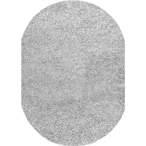 nuLOOM Marleen Plush Shag Silver 8 ft. x 10 ft. Oval Rug