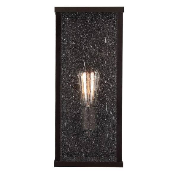 Generation Lighting Lumiere 6.5 in. W x 15 in. H 1-Light Oil-Rubbed Bronze Metal Outdoor Wall Lantern Sconce with Clear Seeded Glass Panel