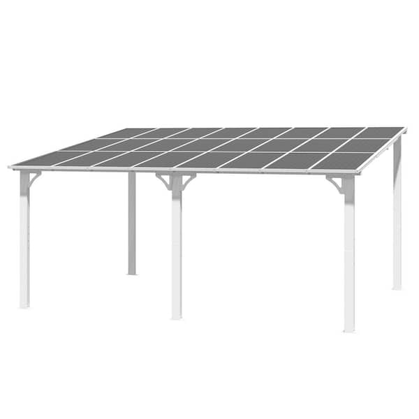 AECOJOY 16 ft. x 12 ft. White Aluminum Patio Cover