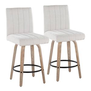 Hank 26 in. Whitewashed Wood and Light Grey Fabric Fixed-Height Counter Stool (Set of 2) LYW