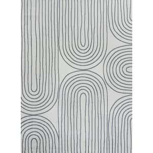 Doodle Contemporary Glam Geometric Machine-Washable Cream/Dark Gray 4 ft. x 6 ft. Area Rug