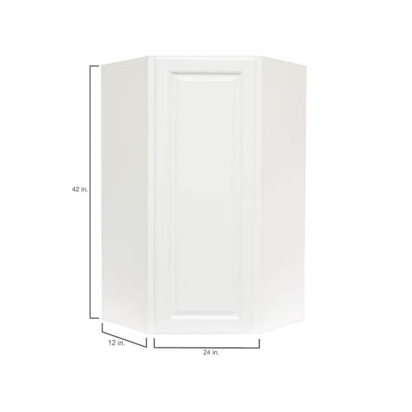 Hampton Bay Hampton 24 in. W x 12 in. D x 42 in. H Assembled Diagonal Corner Wall Kitchen Cabinet in Satin White KWD2442 SW