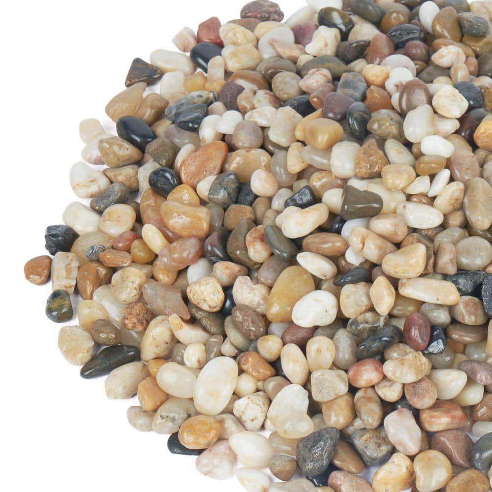 Pp Shapped Rocks GASPRO 03 cu. ft. Per Bag 3/8 in. Mixed Color Polished Pebble Landscape ...