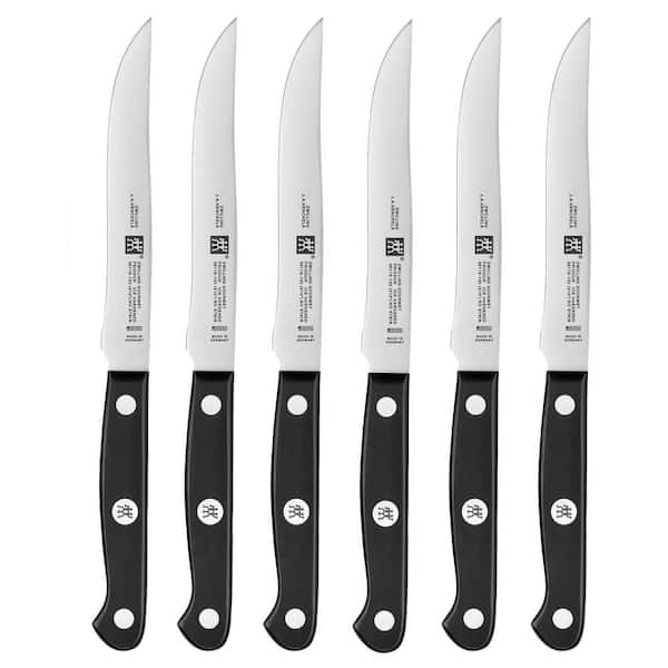 ZWILLING Gourmet 4.5 in. Stainless Steel Full Tang Fine edge with Plastic Handle, Set of 6-Steak Knives