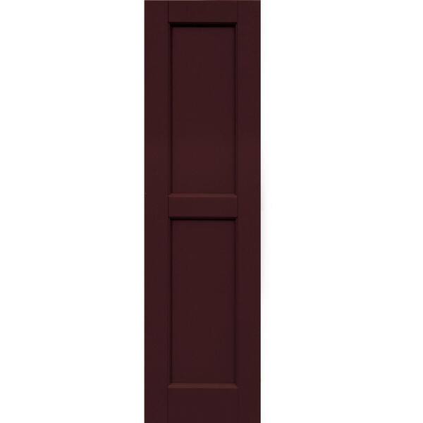Winworks Wood Composite 12 in. x 44 in. Contemporary Flat Panel Shutters Pair #657 Polished Mahogany