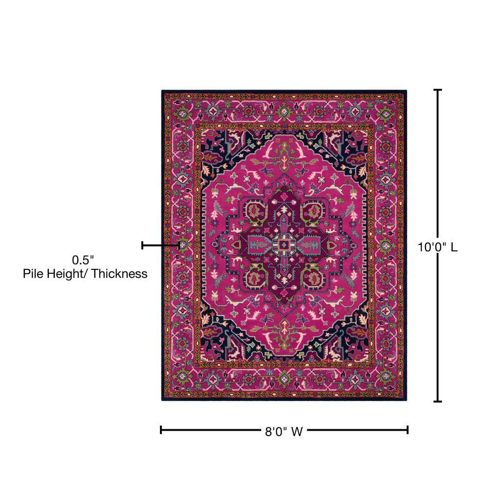 Bellagio Pink and Navy 8' x 10' Hand Tufted Wool Area Rug