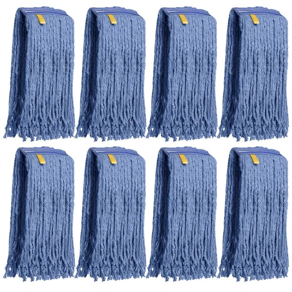 BISON LIFE 1.25 in. Cut End String Mop Blended Mop Head Refill 16 oz. Blue (8-Pack)