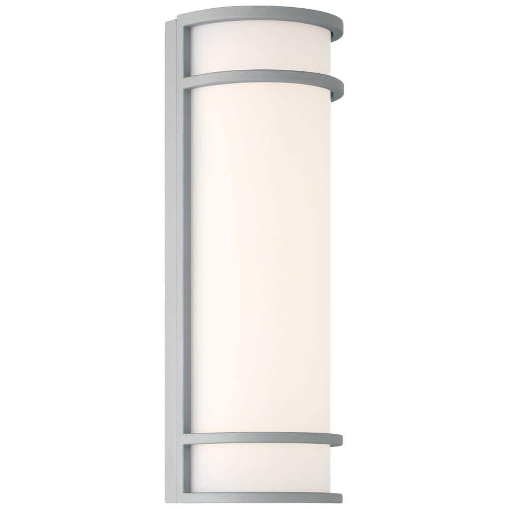 Cove Silver Outdoor Hardwired Wall Cylinder Sconce with Integrated Bulb Inc
