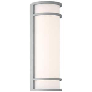 Cove Silver Outdoor Hardwired Wall Cylinder Sconce with Integrated Bulb Included