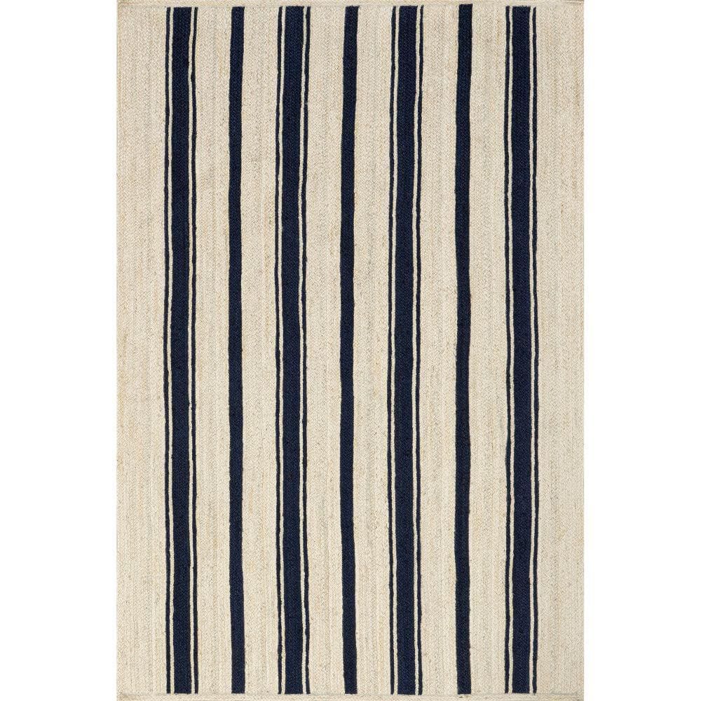 RUGS USA Lauren Liess Calathea Striped Jute Navy 5 ft. x 8 ft. Area Rug