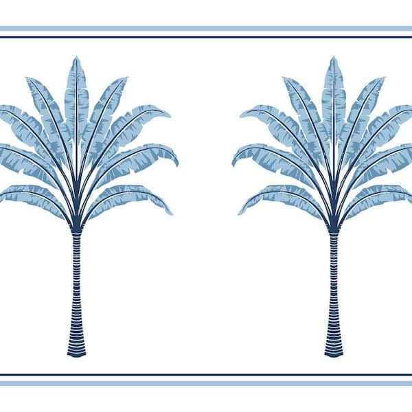 NextWall Blue Lake Montgomery Palm Vinyl Peel and Stick Wallpaper Border